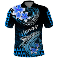 Hawaii Polo Shirt Polynesian Shark with Kakau Blue Version LT01 Blue - Polynesian Pride