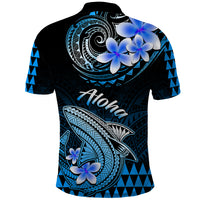 Hawaii Polo Shirt Polynesian Shark with Kakau Blue Version LT01 - Polynesian Pride