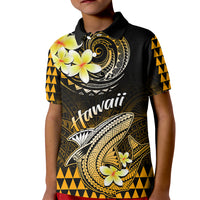 Hawaii Kid Polo Shirt Polynesian Shark with Kakau Gold Version LT01 Kid Gold - Polynesian Pride