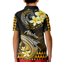 Hawaii Kid Polo Shirt Polynesian Shark with Kakau Gold Version LT01 - Polynesian Pride