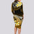 Hawaii Long Sleeve Bodycon Dress Polynesian Shark with Kakau Gold Version LT01 - Polynesian Pride