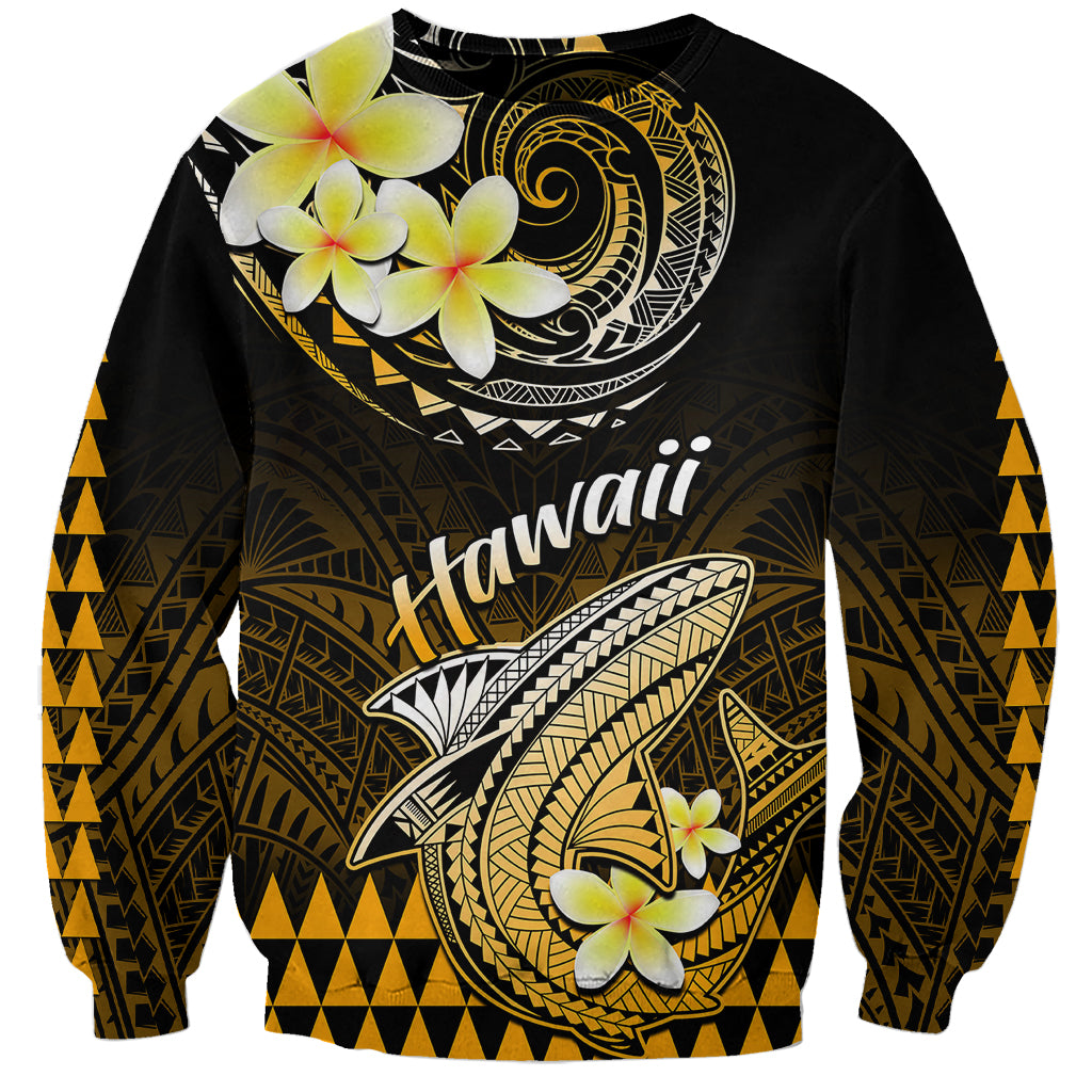 Hawaii Sweatshirt Polynesian Shark with Kakau Gold Version LT01 Unisex Gold - Polynesian Pride
