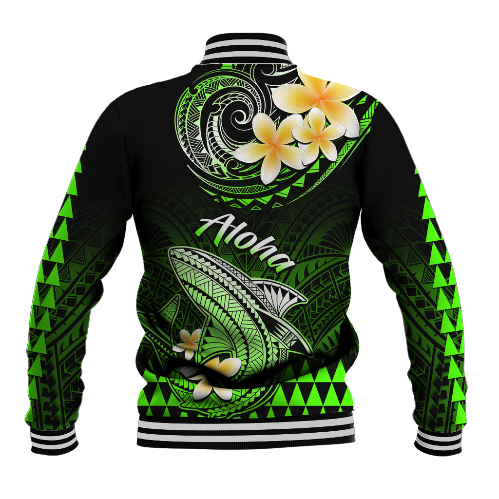 Hawaii Baseball Jacket Polynesian Shark with Kakau Green Version LT01 - Polynesian Pride