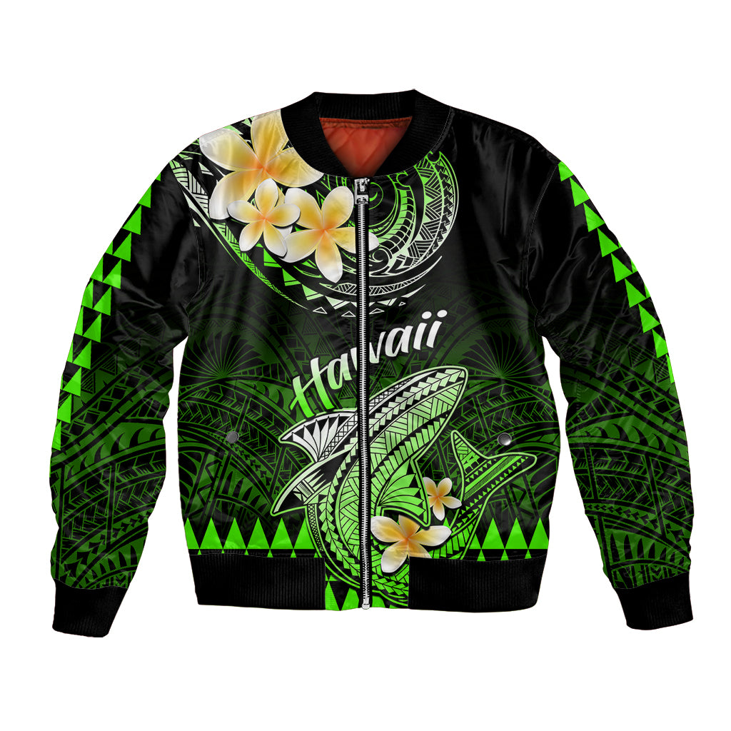 Hawaii Bomber Jacket Polynesian Shark with Kakau Green Version LT01 Unisex Green - Polynesian Pride