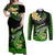 Hawaii Couples Matching Off Shoulder Maxi Dress and Long Sleeve Button Shirts Polynesian Shark with Kakau Green Version LT01 Green - Polynesian Pride