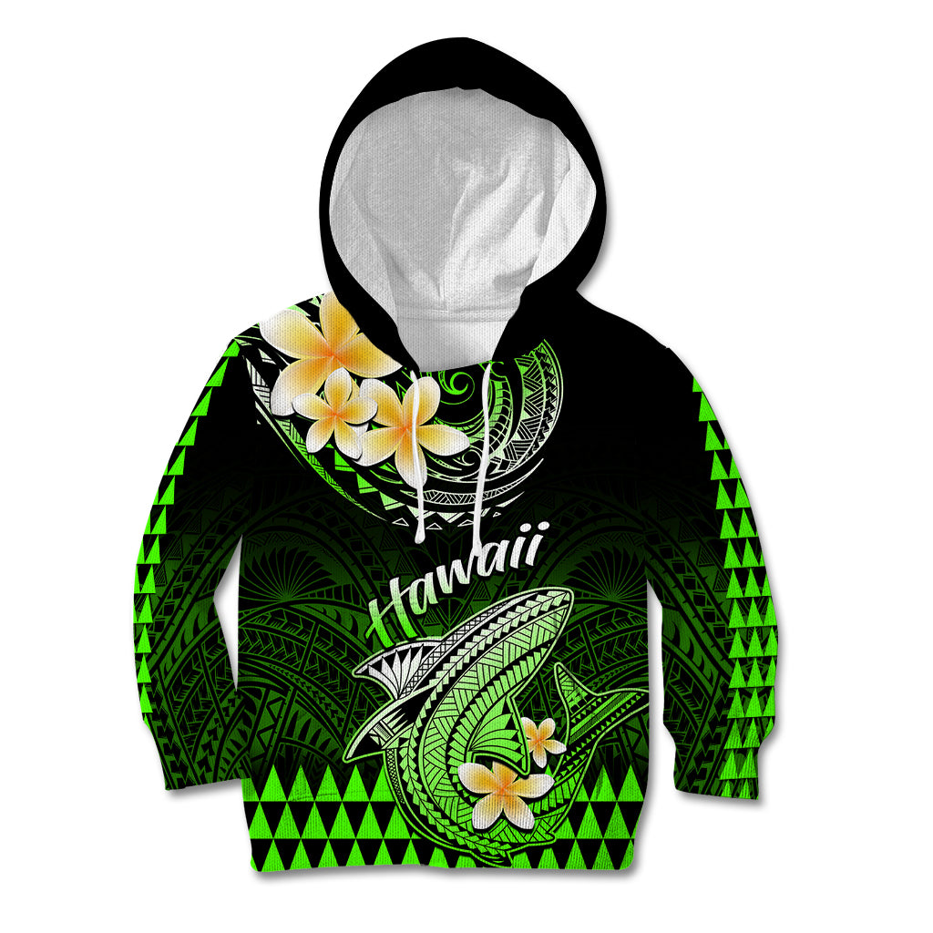 Hawaii Kid Hoodie Polynesian Shark with Kakau Green Version LT01 Green - Polynesian Pride
