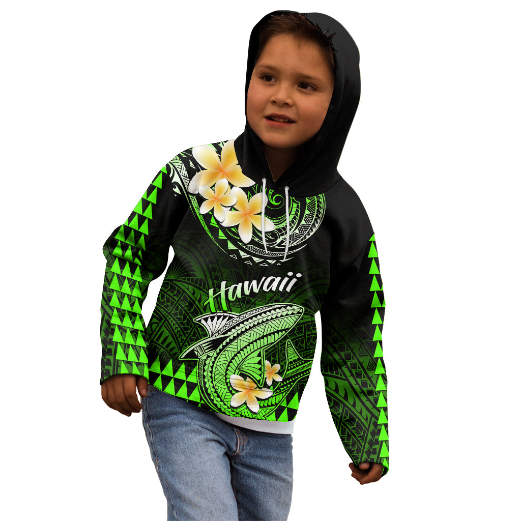 Hawaii Kid Hoodie Polynesian Shark with Kakau Green Version LT01 - Polynesian Pride