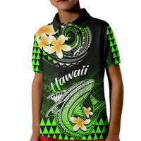 Hawaii Kid Polo Shirt Polynesian Shark with Kakau Green Version LT01 Kid Green - Polynesian Pride