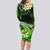 Hawaii Long Sleeve Bodycon Dress Polynesian Shark with Kakau Green Version LT01 - Polynesian Pride