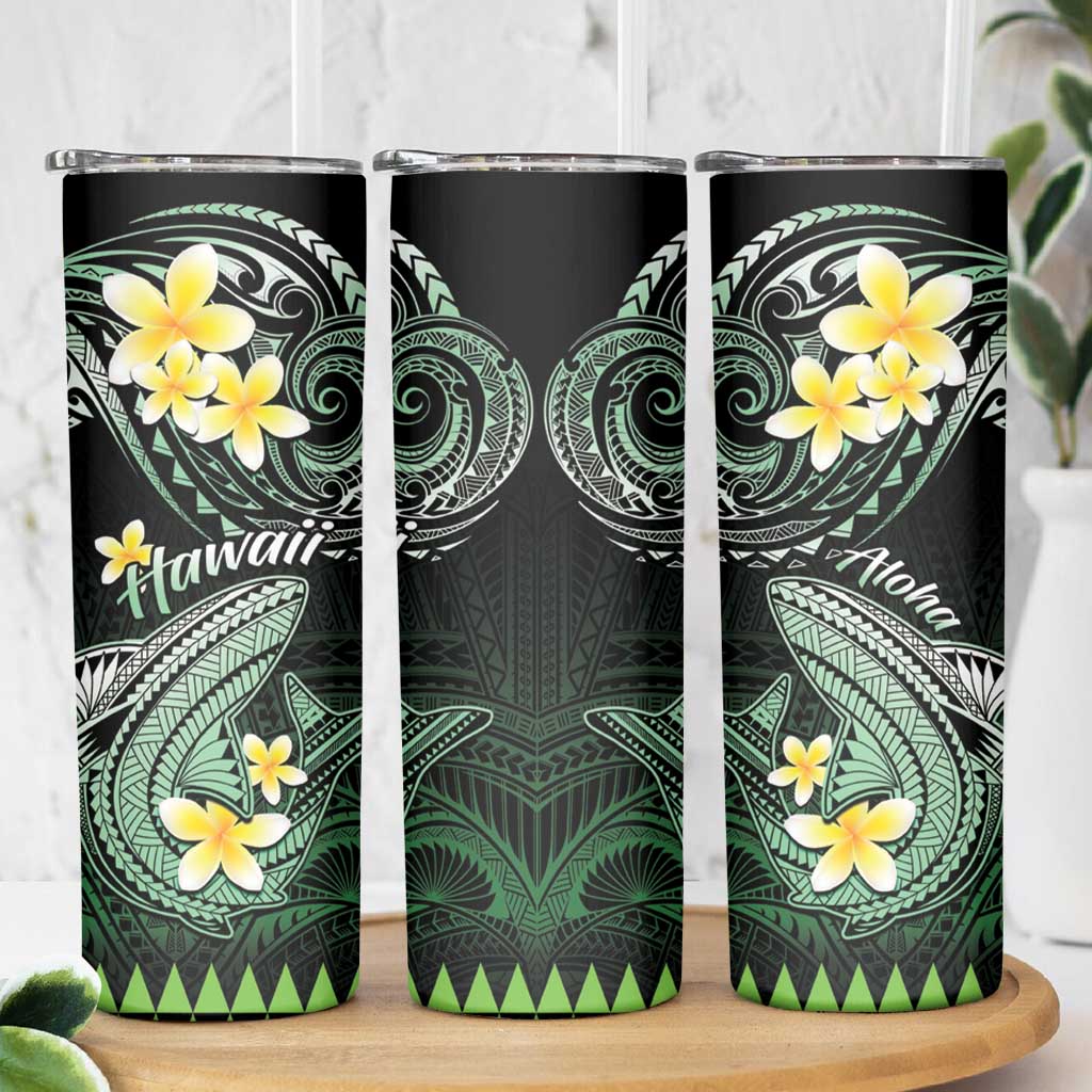 Hawaii Skinny Tumbler Polynesian Shark with Kakau Green Version