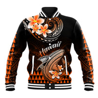 Hawaii Baseball Jacket Polynesian Shark with Kakau Orange Version LT01 Unisex Orange - Polynesian Pride