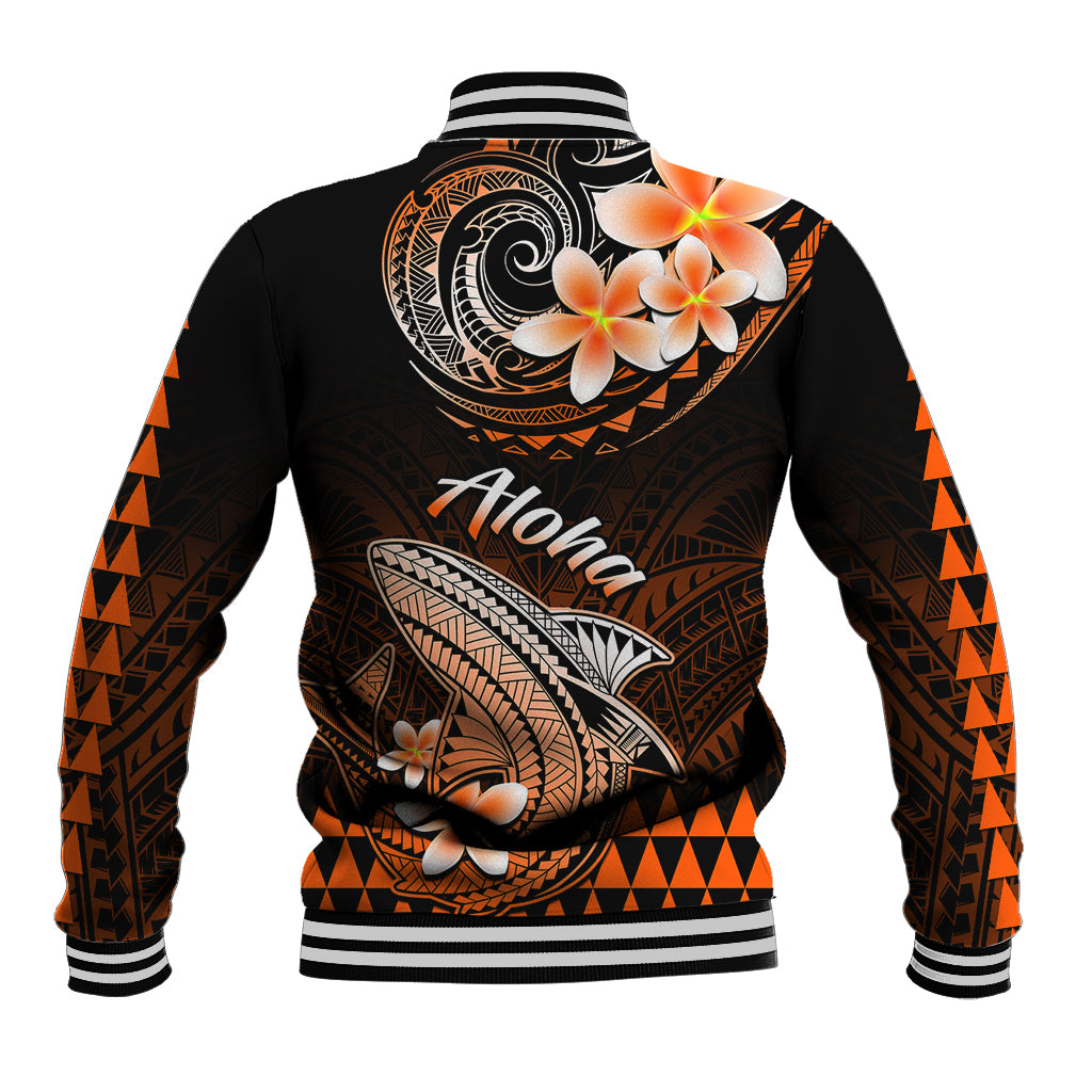 Hawaii Baseball Jacket Polynesian Shark with Kakau Orange Version LT01 - Polynesian Pride