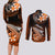 Hawaii Couples Matching Long Sleeve Bodycon Dress and Long Sleeve Button Shirts Polynesian Shark with Kakau Orange Version LT01 - Polynesian Pride