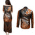 Hawaii Couples Matching Puletasi Dress and Long Sleeve Button Shirts Polynesian Shark with Kakau Orange Version LT01 - Polynesian Pride