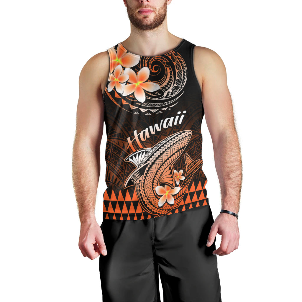 Hawaii Men Tank Top Polynesian Shark with Kakau Orange Version LT01 - Polynesian Pride