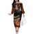 Hawaii Off The Shoulder Long Sleeve Dress Polynesian Shark with Kakau Orange Version LT01 Women Orange - Polynesian Pride