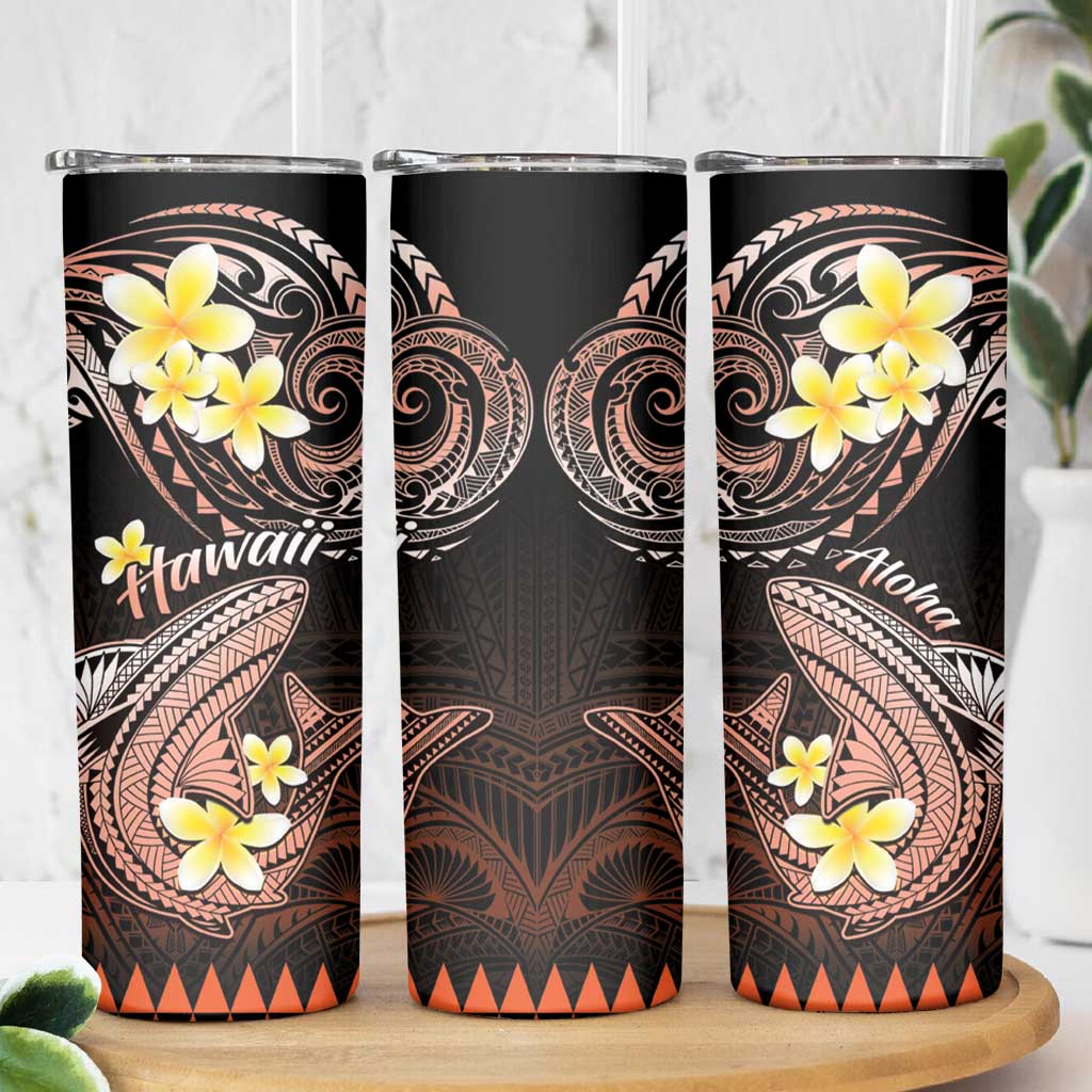 Hawaii Skinny Tumbler Polynesian Shark with Kakau Orange Version