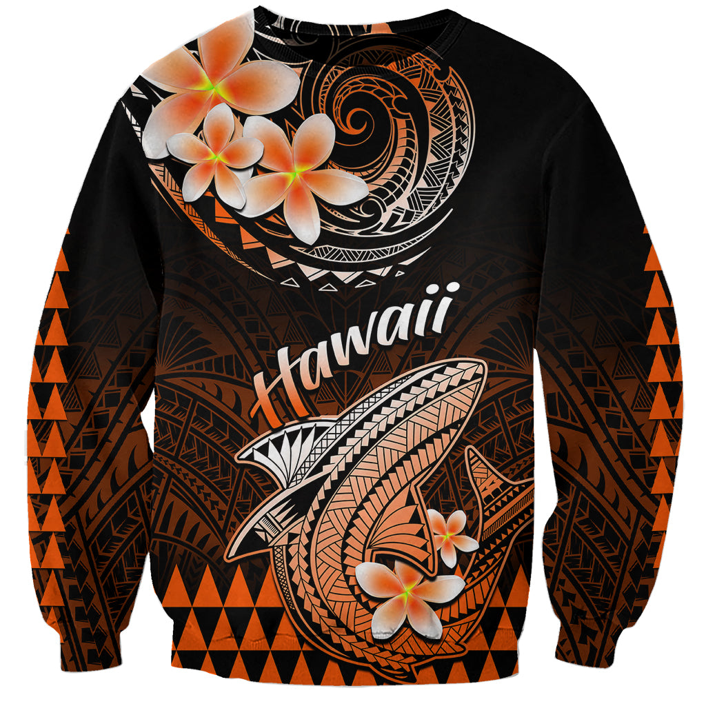 Hawaii Sweatshirt Polynesian Shark with Kakau Orange Version LT01 Unisex Orange - Polynesian Pride