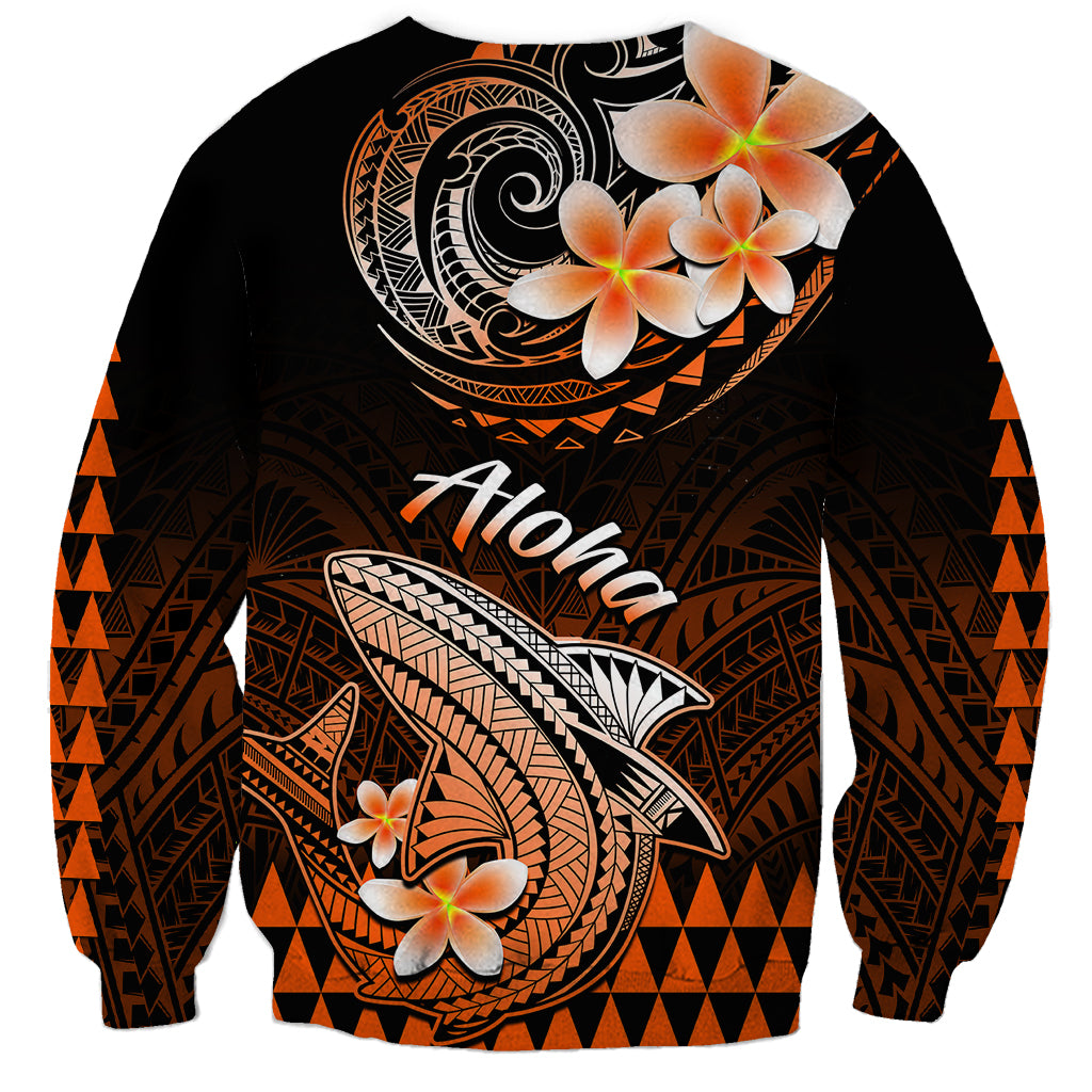 Hawaii Sweatshirt Polynesian Shark with Kakau Orange Version LT01 - Polynesian Pride