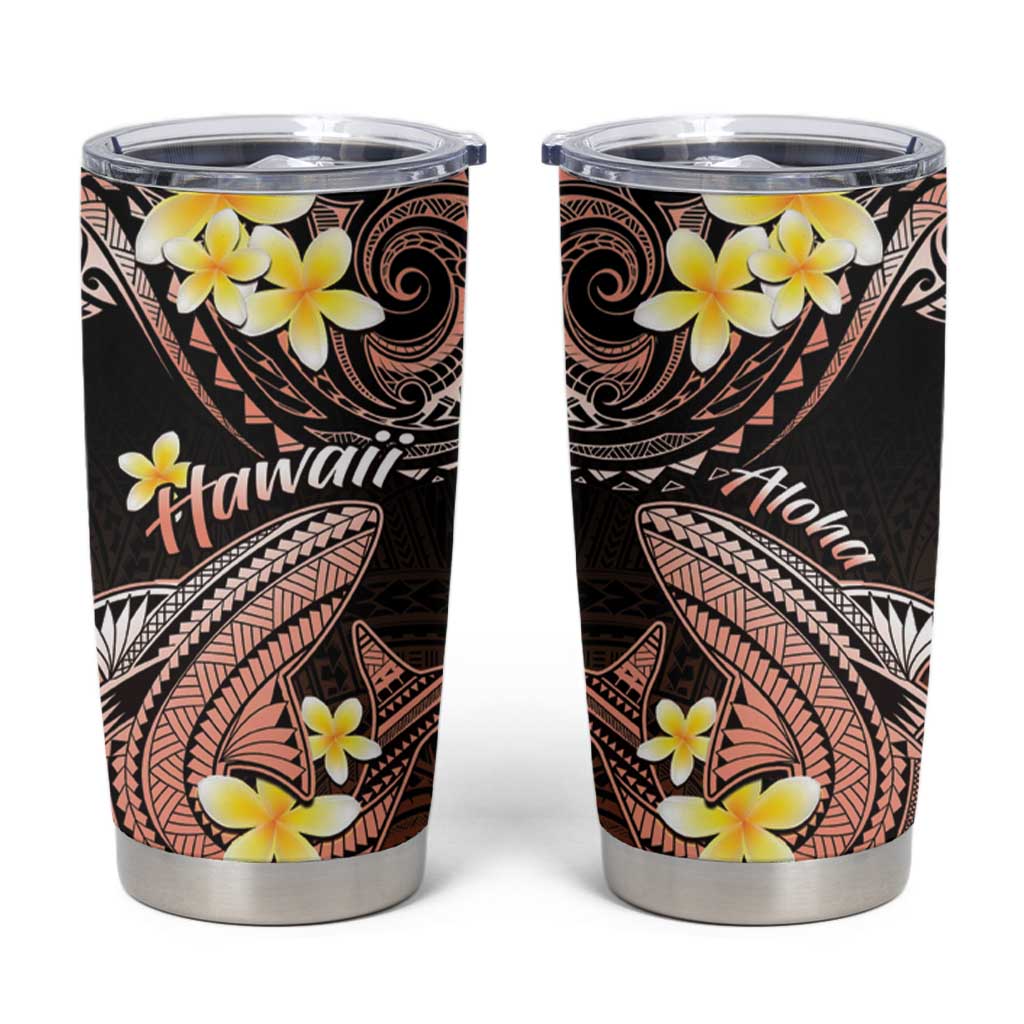 Hawaii Tumbler Cup Polynesian Shark with Kakau Orange Version