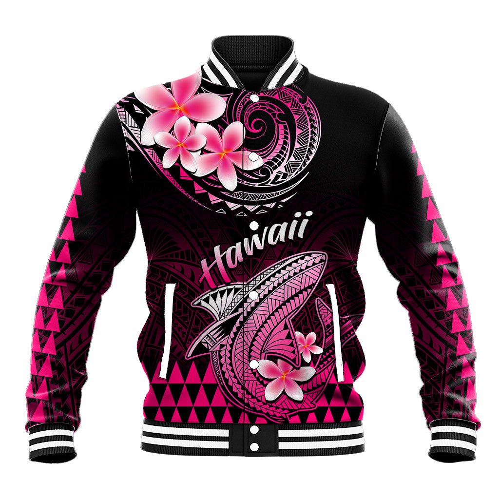 Hawaii Baseball Jacket Polynesian Shark with Kakau Pink Version LT01 Unisex Pink - Polynesian Pride