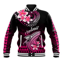 Hawaii Baseball Jacket Polynesian Shark with Kakau Pink Version LT01 Unisex Pink - Polynesian Pride