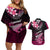 Hawaii Couples Matching Off Shoulder Short Dress and Hawaiian Shirt Polynesian Shark with Kakau Pink Version LT01 Pink - Polynesian Pride