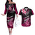 Hawaii Couples Matching Off The Shoulder Long Sleeve Dress and Hawaiian Shirt Polynesian Shark with Kakau Pink Version LT01 Pink - Polynesian Pride