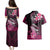 Hawaii Couples Matching Puletasi Dress and Hawaiian Shirt Polynesian Shark with Kakau Pink Version LT01 - Polynesian Pride