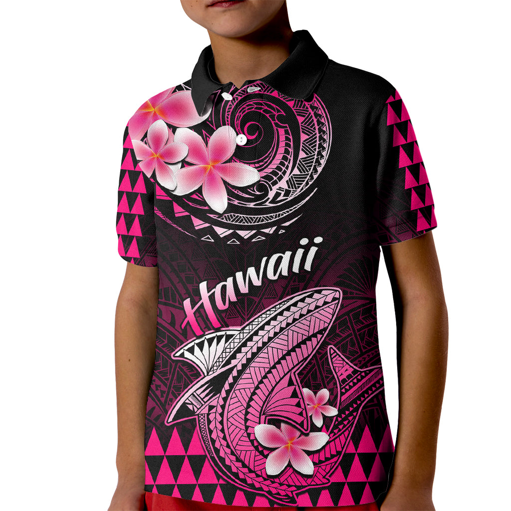 Hawaii Kid Polo Shirt Polynesian Shark with Kakau Pink Version LT01 Kid Pink - Polynesian Pride