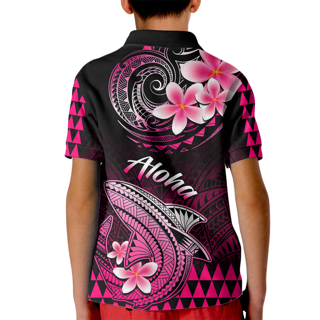 Hawaii Kid Polo Shirt Polynesian Shark with Kakau Pink Version LT01 - Polynesian Pride