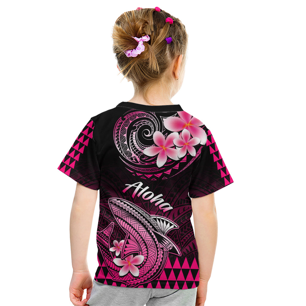 Hawaii Kid T Shirt Polynesian Shark with Kakau Pink Version LT01 - Polynesian Pride
