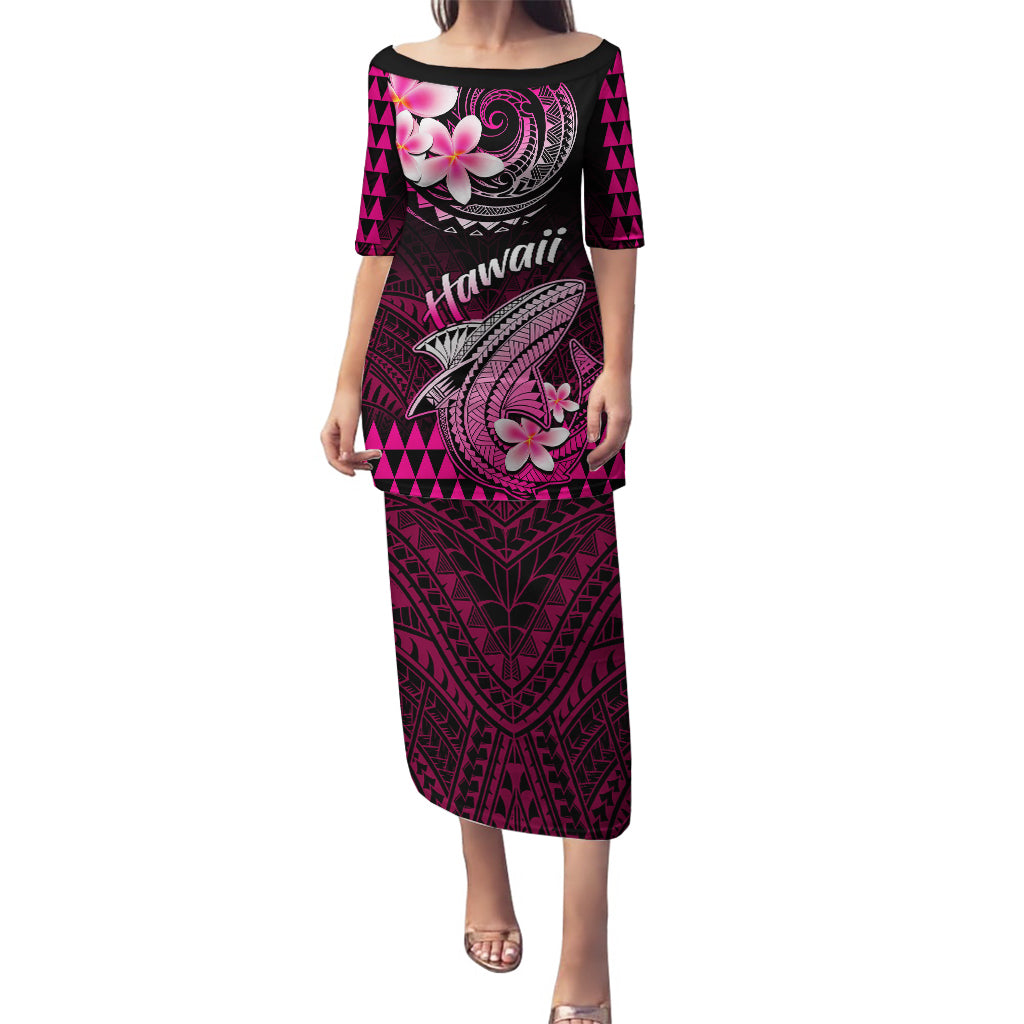 Hawaii Puletasi Polynesian Shark with Kakau Pink Version LT01 Long Dress Pink - Polynesian Pride
