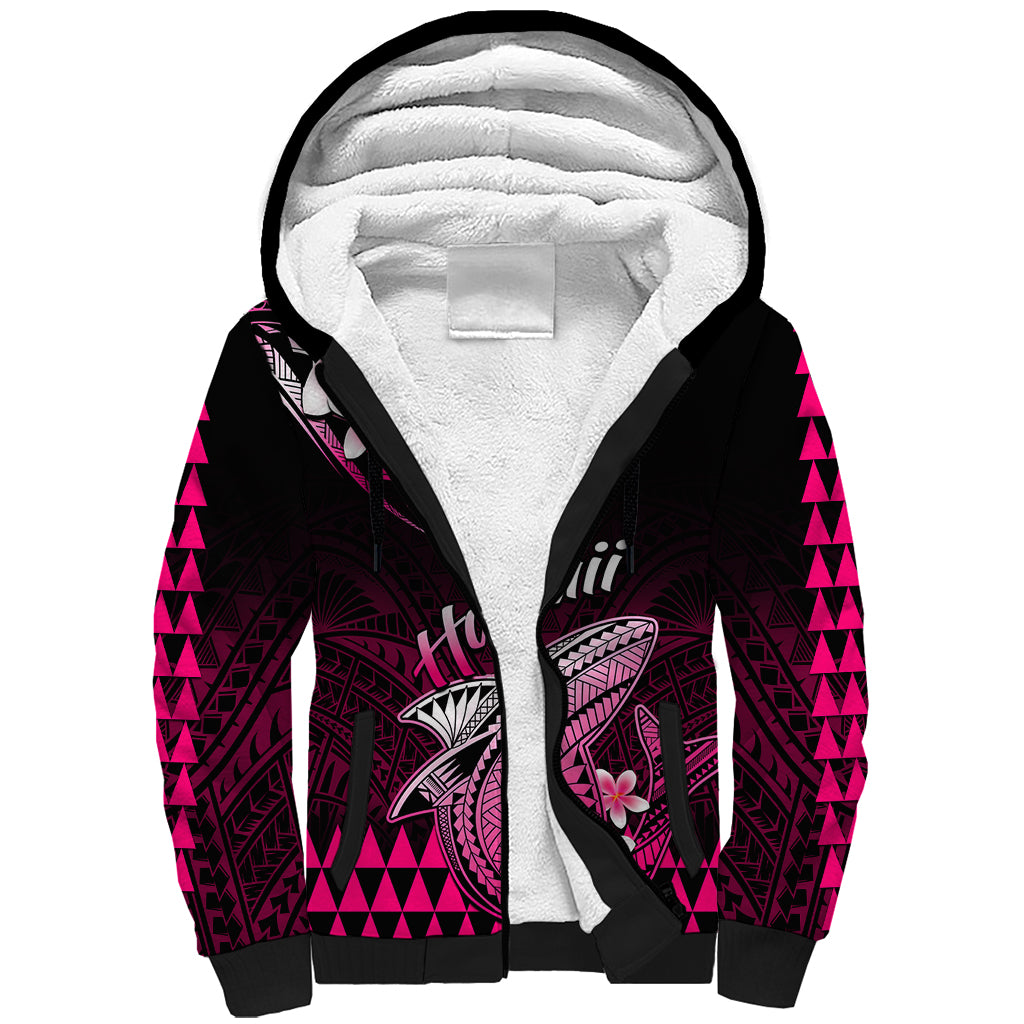 Hawaii Sherpa Hoodie Polynesian Shark with Kakau Pink Version LT01 Unisex Pink - Polynesian Pride