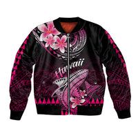 Hawaii Sleeve Zip Bomber Jacket Polynesian Shark with Kakau Pink Version LT01 Unisex Pink - Polynesian Pride