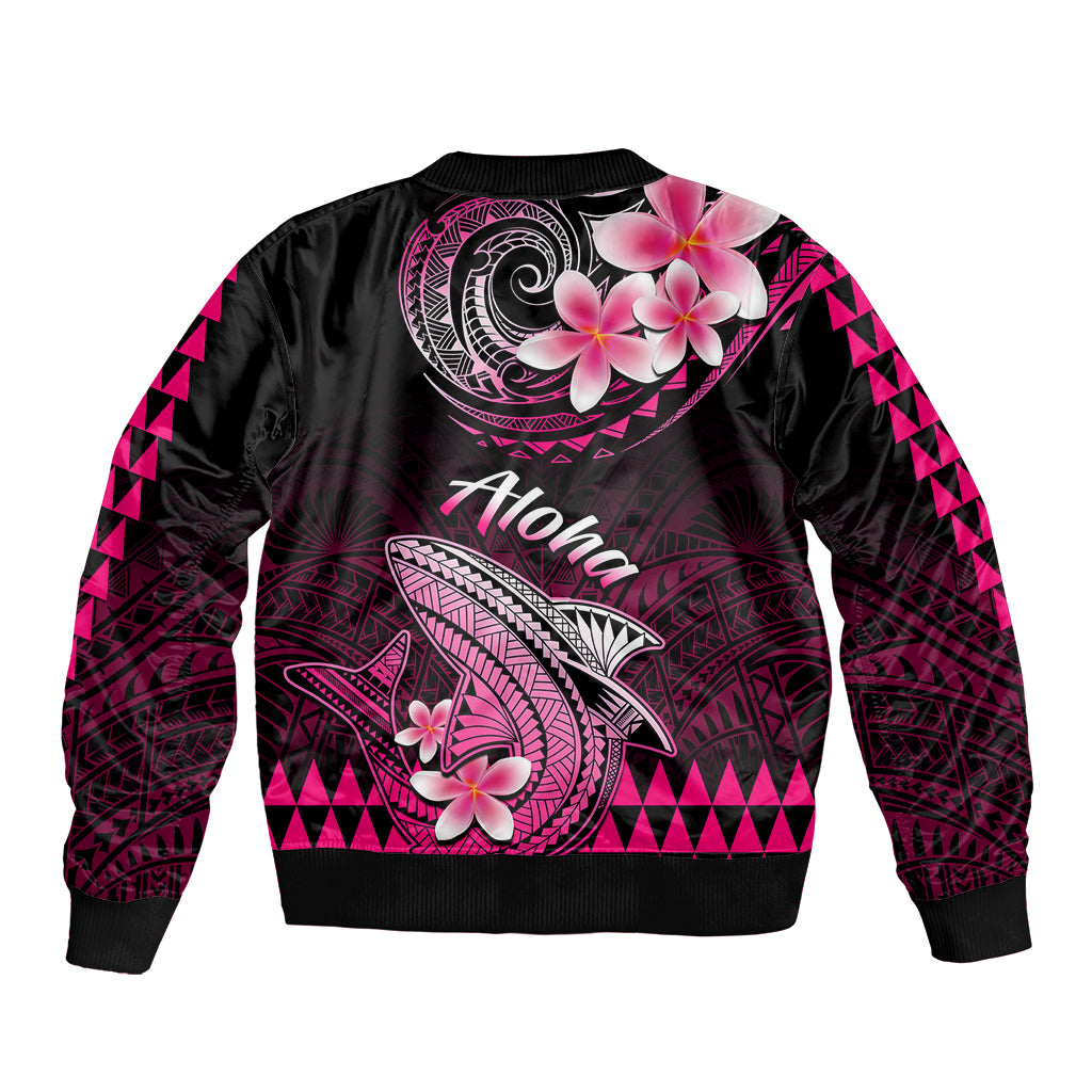 Hawaii Sleeve Zip Bomber Jacket Polynesian Shark with Kakau Pink Version LT01 - Polynesian Pride