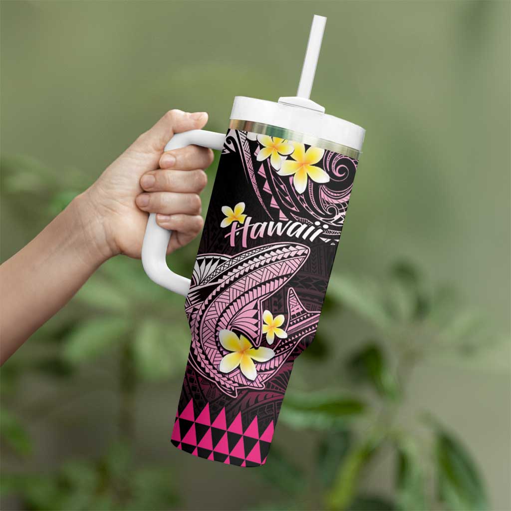 Hawaii Tumbler With Handle Polynesian Shark with Kakau Pink Version