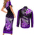 Hawaii Couples Matching Short Sleeve Bodycon Dress and Long Sleeve Button Shirts Polynesian Shark with Kakau Purple Version LT01 - Polynesian Pride