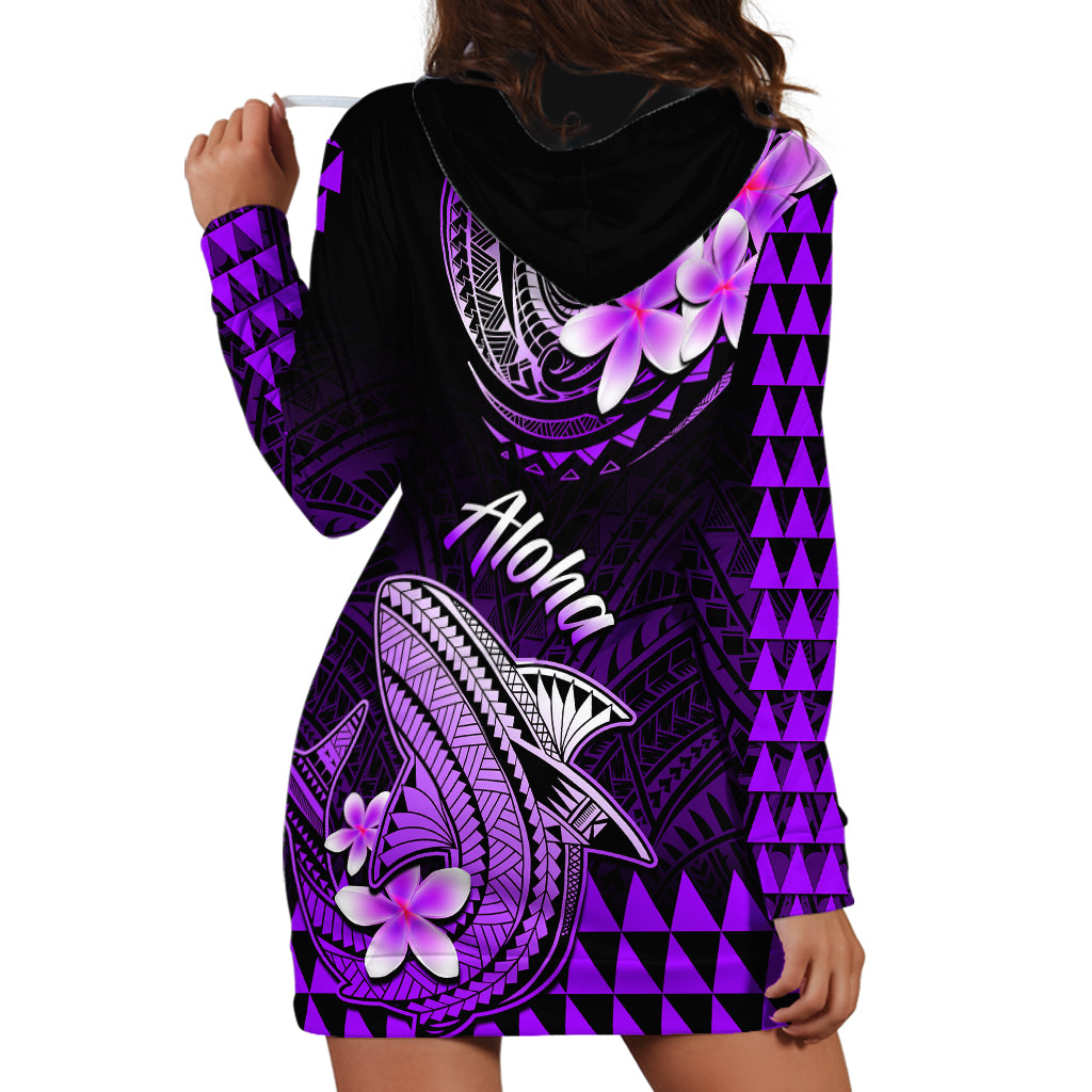 Hawaii Hoodie Dress Polynesian Shark with Kakau Purple Version LT01 - Polynesian Pride