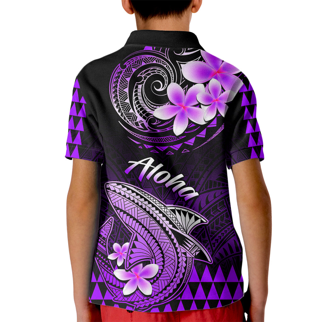 Hawaii Kid Polo Shirt Polynesian Shark with Kakau Purple Version LT01 - Polynesian Pride