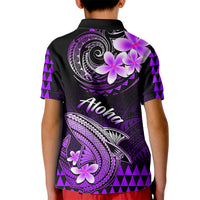 Hawaii Kid Polo Shirt Polynesian Shark with Kakau Purple Version LT01 - Polynesian Pride