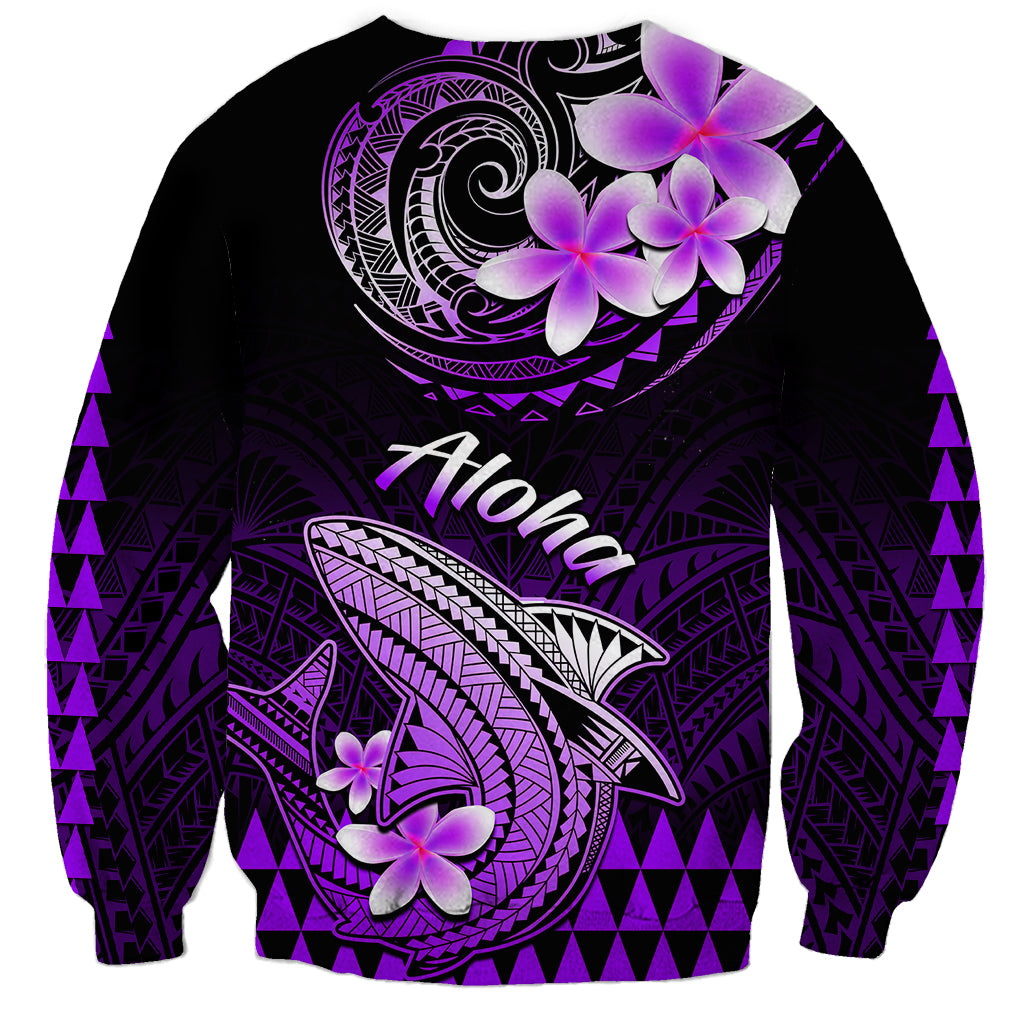 Hawaii Sweatshirt Polynesian Shark with Kakau Purple Version LT01 - Polynesian Pride