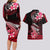 Hawaii Couples Matching Long Sleeve Bodycon Dress and Hawaiian Shirt Polynesian Shark with Kakau Red Version LT01 - Polynesian Pride