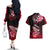 Hawaii Couples Matching Off The Shoulder Long Sleeve Dress and Hawaiian Shirt Polynesian Shark with Kakau Red Version LT01 - Polynesian Pride