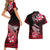 Hawaii Couples Matching Short Sleeve Bodycon Dress and Hawaiian Shirt Polynesian Shark with Kakau Red Version LT01 - Polynesian Pride