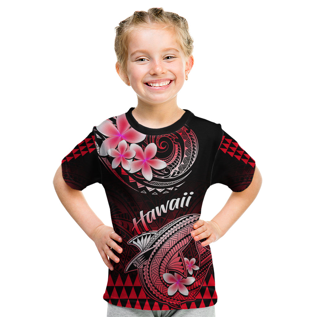 Hawaii Kid T Shirt Polynesian Shark with Kakau Red Version LT01 Red - Polynesian Pride