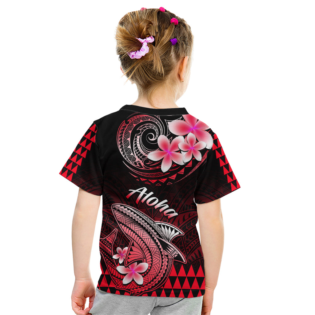 Hawaii Kid T Shirt Polynesian Shark with Kakau Red Version LT01 - Polynesian Pride