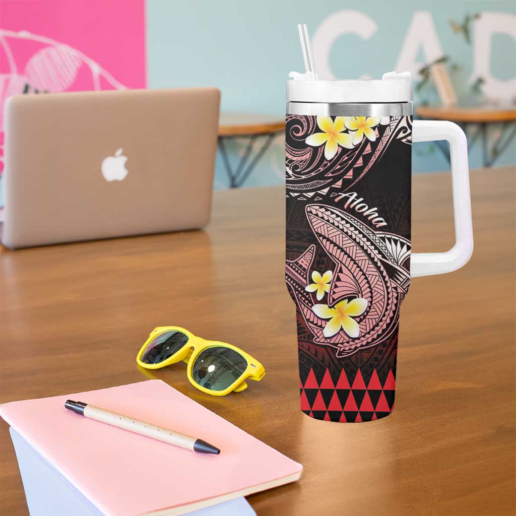 Hawaii Tumbler With Handle Polynesian Shark with Kakau Red Version