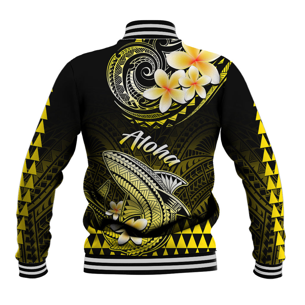 Hawaii Baseball Jacket Polynesian Shark with Kakau Yellow Version LT01 - Polynesian Pride