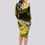 Hawaii Long Sleeve Bodycon Dress Polynesian Shark with Kakau Yellow Version LT01 - Polynesian Pride